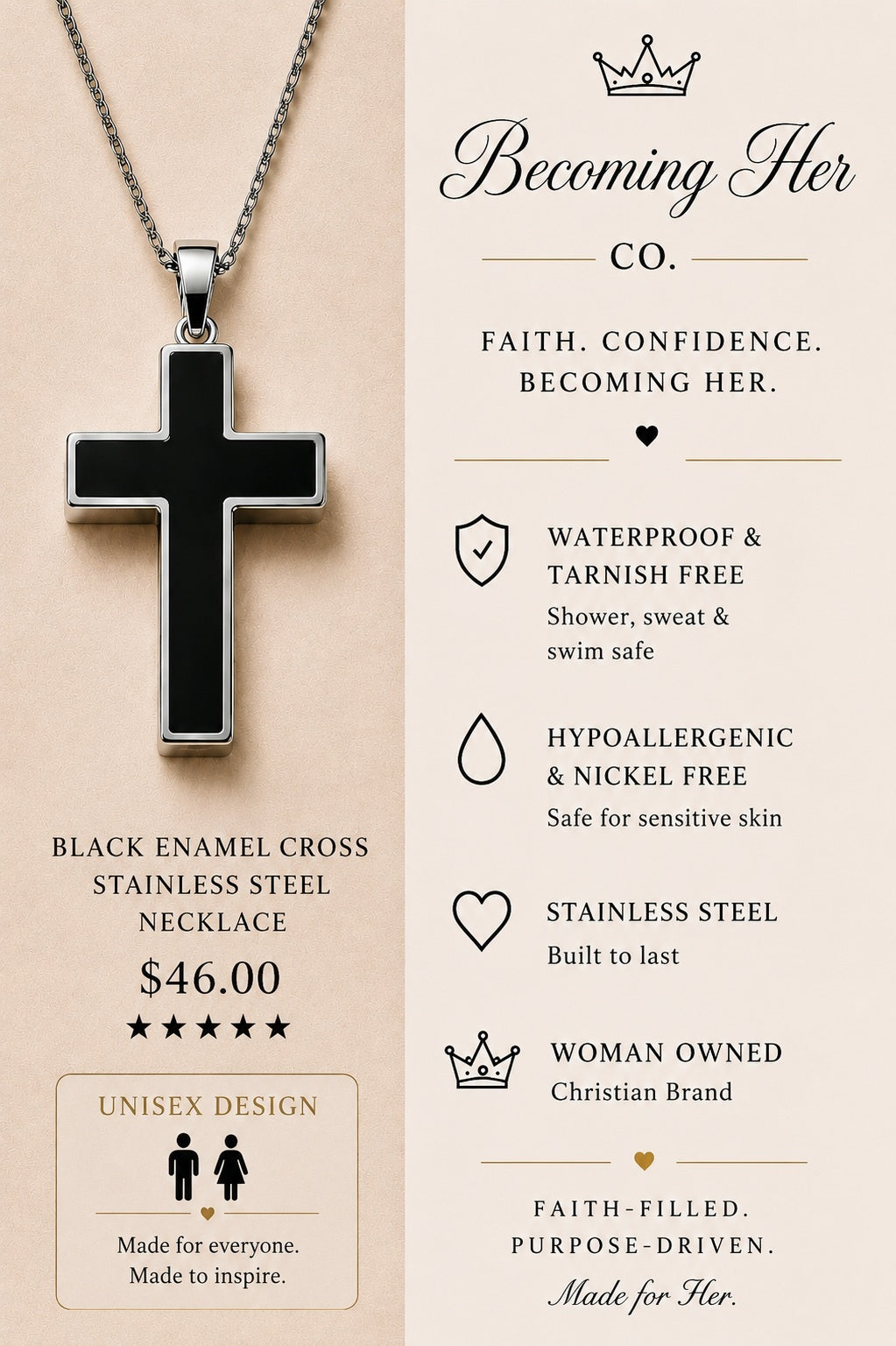 Becoming Her Cross Necklace - Unisex