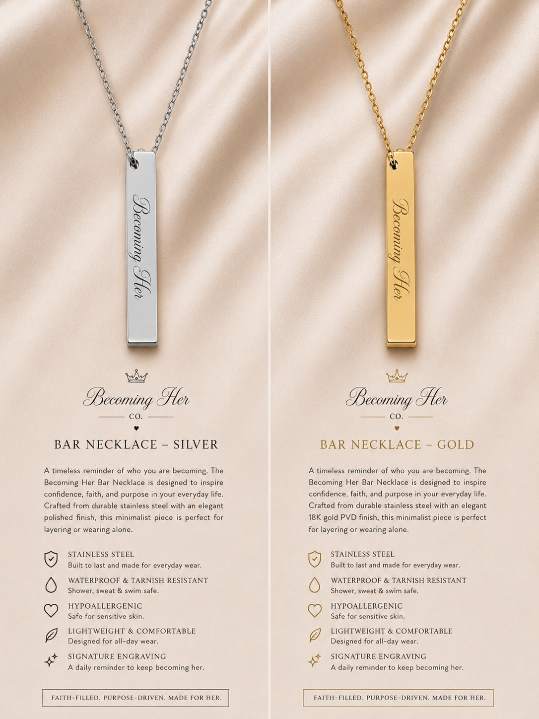 Becoming Her Bar Necklace