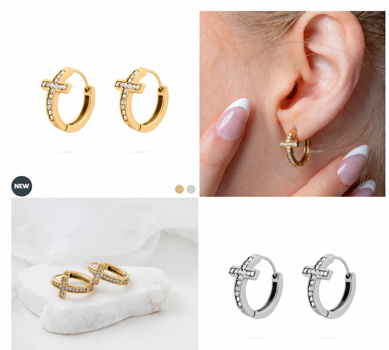 Faith Cross Huggie Earrings