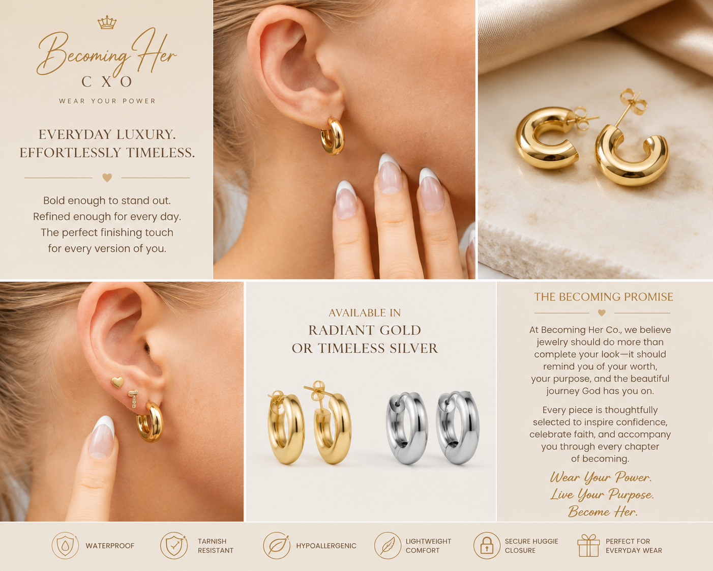 Classic Chunky Huggie Hoop Earrings